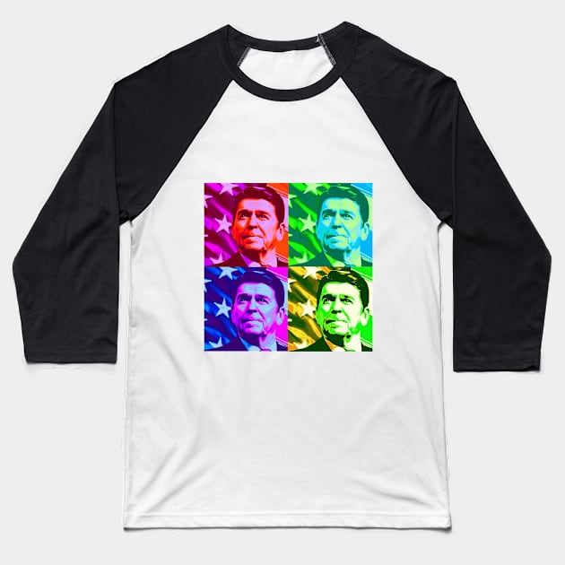 Pop Art - Ronald Reagan Baseball T-Shirt by Naves